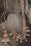 Shop_Tarun Tahiliani_Ivory Pearl Embellished Tassel Necklace _at_Aza_Fashions