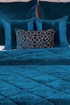 Buy_ALCOVE_Blue Velvet Quilted King Size Bedspread _at_Aza_Fashions