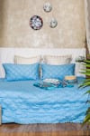 Buy_ALCOVE_Blue Cotton Quilted Geometric Pattern Bedspread_at_Aza_Fashions