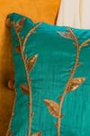 ALCOVE_Green Silk Embroidery Cushion Cover_Online_at_Aza_Fashions