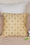 Buy_ALCOVE_Beige Silk Embroidery Checkered Pattern Cushion Cover_at_Aza_Fashions