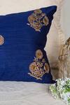 ALCOVE_Blue Silk Embroidery Zardozi Cushion Cover_Online_at_Aza_Fashions