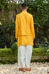 Shop_Bohame_Yellow Cotton Silk Tussar Embroidered Floral Numair Sprig Jacket Kurta Set _at_Aza_Fashions