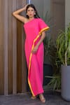 Shop_B'Infinite_Pink Crepe Plain One Shoulder Viva Sunshine Jumpsuit _at_Aza_Fashions