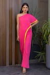 Shop_B'Infinite_Pink Crepe Plain One Shoulder Viva Sunshine Jumpsuit _Online_at_Aza_Fashions