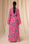 Buy_Masaba_Green Natural Crepe Printed Bloomerang V Neck Kaftan Dress With Belt _Online_at_Aza_Fashions