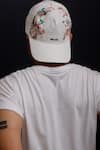 Buy_AK-OK_White Printed Cotton Floral Baseball Cap _at_Aza_Fashions