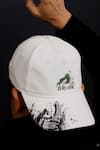 Buy_AK-OK_White Printed Cotton Animal Baseball Cap _at_Aza_Fashions