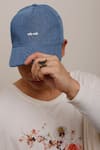 Buy_AK-OK_Blue Printed Denim Typographic Baseball Cap _at_Aza_Fashions