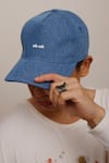 AK-OK_Blue Printed Denim Typographic Baseball Cap _Online_at_Aza_Fashions