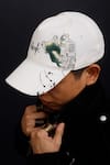 AK-OK_White Printed Animal Cotton Baseball Cap _Online_at_Aza_Fashions