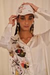 Buy_AK-OK_White Printed Cotton Floral Baseball Cap _at_Aza_Fashions