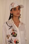 Buy_AK-OK_White Printed Cotton Floral Baseball Cap _Online_at_Aza_Fashions