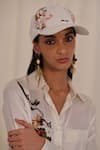 Shop_AK-OK_White Printed Cotton Floral Baseball Cap _Online_at_Aza_Fashions