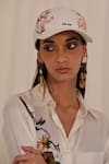 AK-OK_White Printed Cotton Floral Baseball Cap _at_Aza_Fashions