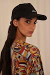 Buy_AK-OK_Black Printed Cotton Baseball Cap _at_Aza_Fashions