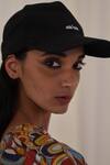 Shop_AK-OK_Black Printed Cotton Baseball Cap _at_Aza_Fashions