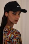 AK-OK_Black Printed Cotton Baseball Cap _Online_at_Aza_Fashions