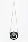 Buy_Samyukta Singhania_Black Textured Pattern Halo Ring Bag _at_Aza_Fashions