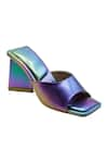 Shop_Veruschka by Payal Kothari_Multi Color Holographic Mermaid Peep Toe Block Heels _at_Aza_Fashions