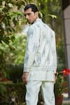 Shop_Bohame_Off White Cotton Silk Tussar Zaire Abstract Floral Bomber Jacket Kurta Set _at_Aza_Fashions