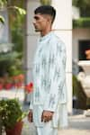 Bohame_Off White Cotton Silk Tussar Embroidered Stitch Lyre Floral Jacket Kurta Set _Online_at_Aza_Fashions