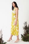 Chambray & Co._Green All Weather Silk Hand Embroidered Pompoms Autumn And Tie Dye Dress Set _Online_at_Aza_Fashions