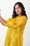 Chambray & Co._Green All Weather Silk Hand Embroidered Pompoms Autumn And Tie Dye Dress Set _at_Aza_Fashions