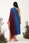 Shop_Chambray & CO._Blue Silk One Shoulder Ilana Ombre Kaftan Dress _at_Aza_Fashions