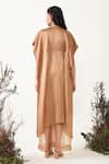 Shop_Chambray & Co._Brown Silk Linen And Organza Embroidered Tuva Kaftan Dress With Pant _at_Aza_Fashions