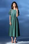 Buy_Chambray & Co._Green All Weather Silk Embroidered Resham Round Cove Shoulder Dress _at_Aza_Fashions