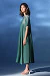 Buy_Chambray & Co._Green All Weather Silk Embroidered Resham Round Cove Shoulder Dress _Online_at_Aza_Fashions