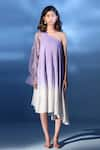 Buy_Chambray & Co._Purple All Weather Silk Embroidered French Knot One Lir Ombre-dyed Dress _at_Aza_Fashions