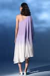 Shop_Chambray & Co._Purple All Weather Silk Embroidered French Knot One Lir Ombre-dyed Dress _at_Aza_Fashions