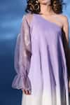 Shop_Chambray & Co._Purple All Weather Silk Embroidered French Knot One Lir Ombre-dyed Dress _Online_at_Aza_Fashions