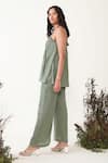 Chambray & Co._Green Crushed Cotton Solid Tube Neck Petra Top And Flared Pant Set _Online_at_Aza_Fashions