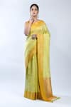 Buy_Sacred Weaves_Motif Work Handloom Banarasi Handwoven Saree With Running Blouse _at_Aza_Fashions
