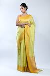 Sacred Weaves_Motif Work Handloom Banarasi Handwoven Saree With Running Blouse _Online_at_Aza_Fashions