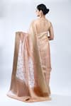 Shop_Sacred Weaves_Peach Tissue Silk Booti Handloom Banarasi Handwoven Saree With Running Blouse_at_Aza_Fashions