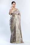 Buy_Sacred Weaves_Pink Katan Zari Handloom Banarasi Handwoven Saree With Running Blouse  _at_Aza_Fashions