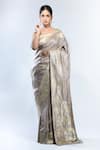 Buy_Sacred Weaves_Pink Katan Silk Zari Handloom Banarasi Handwoven Saree With Running Blouse_Online_at_Aza_Fashions