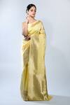 Buy_Sacred Weaves_Yellow Katan Zari Border Handloom Banarasi Handwoven Saree With Running Blouse _Online_at_Aza_Fashions