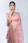 Shop Sacred Weaves Pink Organza, Silk Zari Handloom Banarasi Handwoven Saree With Running Blouse Online at Aza Fashions Shop_Sacred Weaves_Pink Organza, Silk Zari Handloom Banarasi Handwoven Saree With Running Blouse_Online_at_Aza_Fashions