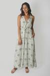 Buy_Reistor_White Bemberg Crepe Printed Floral Deep V Flow And Go Maxi Dress  _at_Aza_Fashions