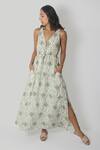 Buy_Reistor_White Bemberg Crepe Printed Floral Deep V Flow And Go Maxi Dress  _Online_at_Aza_Fashions