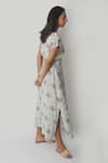 Shop_Reistor_White Bemberg Crepe Printed Floral Deep V Sapphire Haze Maxi Dress  _at_Aza_Fashions