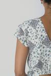 Reistor_White Bemberg Crepe Printed Floral Deep V Sapphire Haze Maxi Dress  _at_Aza_Fashions