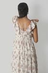 Shop_Reistor_White Bemberg Crepe Printed Floral Deep V Neck Ruffle Maxi Dress  _at_Aza_Fashions