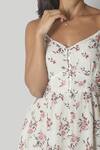 Buy_Reistor_White Bemberg Crepe Printed Floral Deep V Sunset Scenes Midi Dress  _Online_at_Aza_Fashions