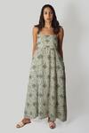 Buy_Reistor_White Bemberg Crepe Printed Floral Square Neck The Jade Maxi Dress  _at_Aza_Fashions